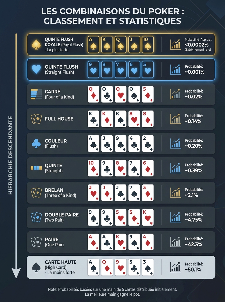 Infographie poker combinations