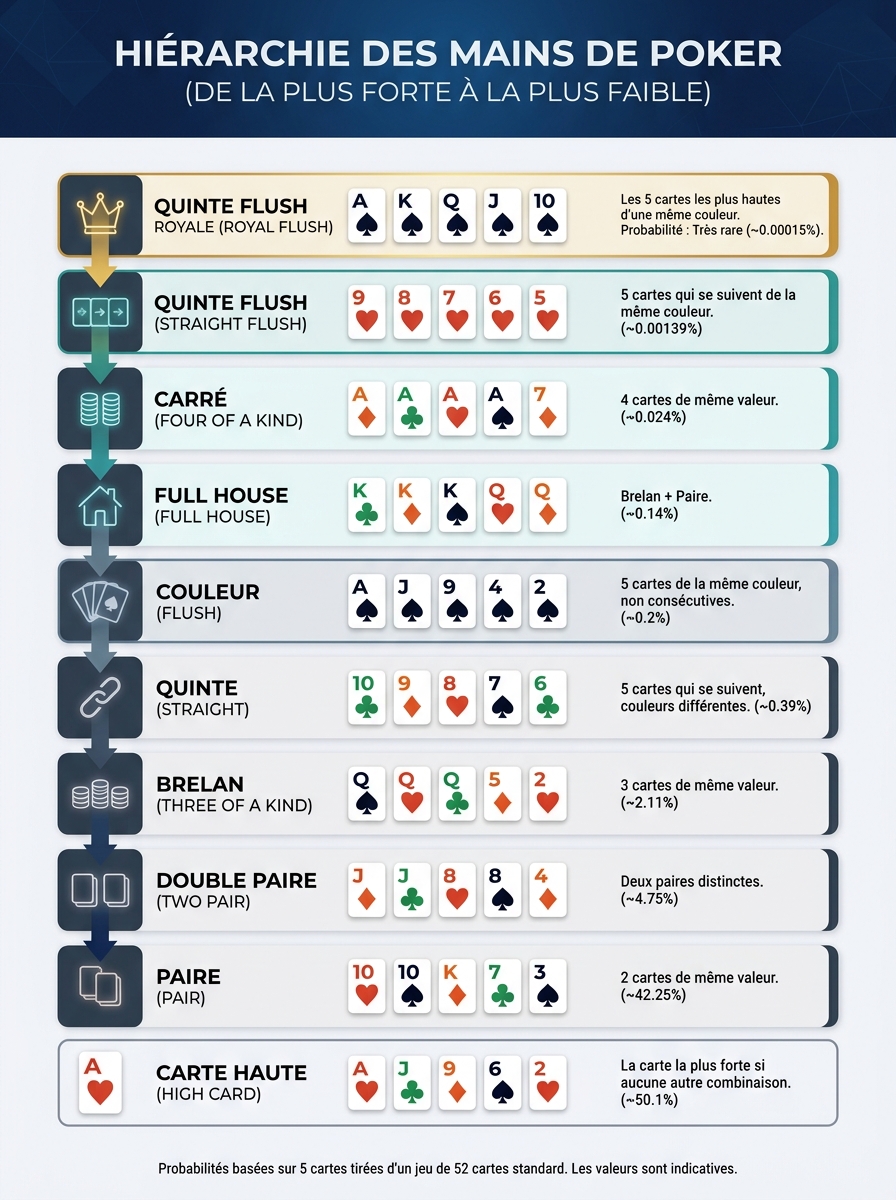 Infographie poker les mains