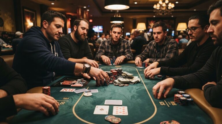 Live poker table in a casino poker room — poker statistics